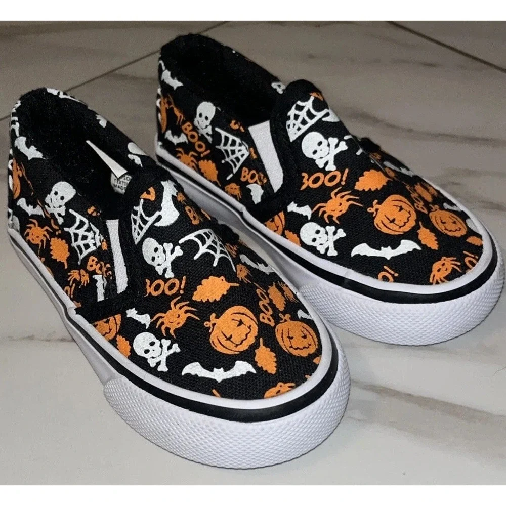 Tommy Bahama Toddler 6 Halloween Slip-On Canvas Shoes‎ Glow-in-the-Dark Pumpkin